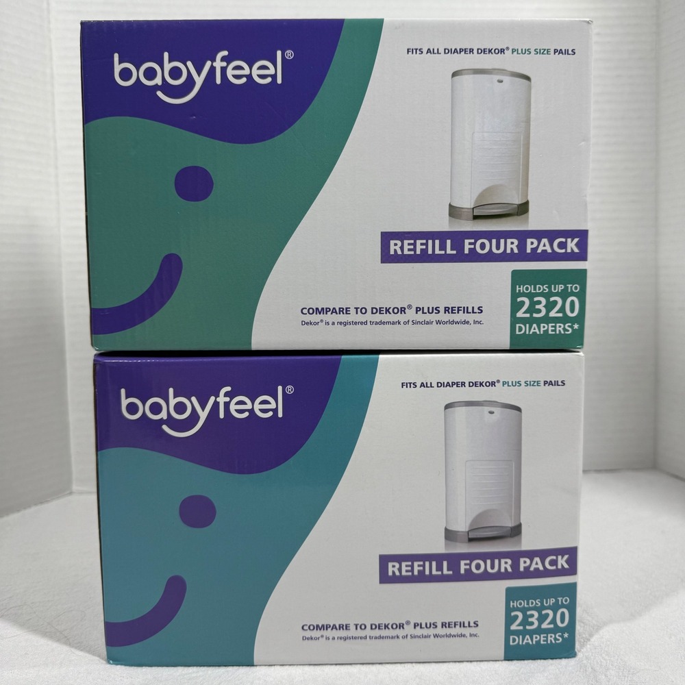 Babyfeel Diaper Pail Refills 4-Pack for Dekor Plus Holds‎ 2320 Diapers Lot of 2